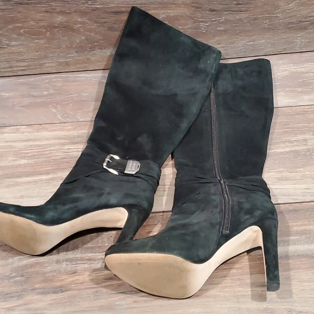 Antonio Melani leather tall heels boots shoes sz 7.5M pull on